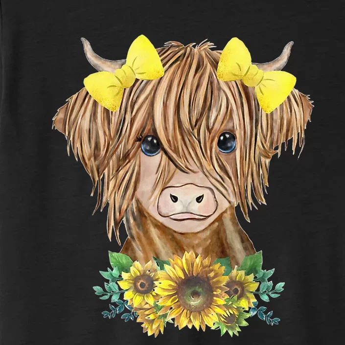 Highland Cow With Sunflowers ChromaSoft Performance T-Shirt