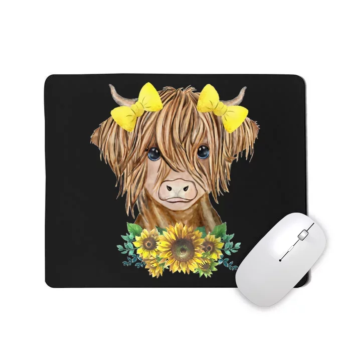 Highland Cow With Sunflowers Mousepad