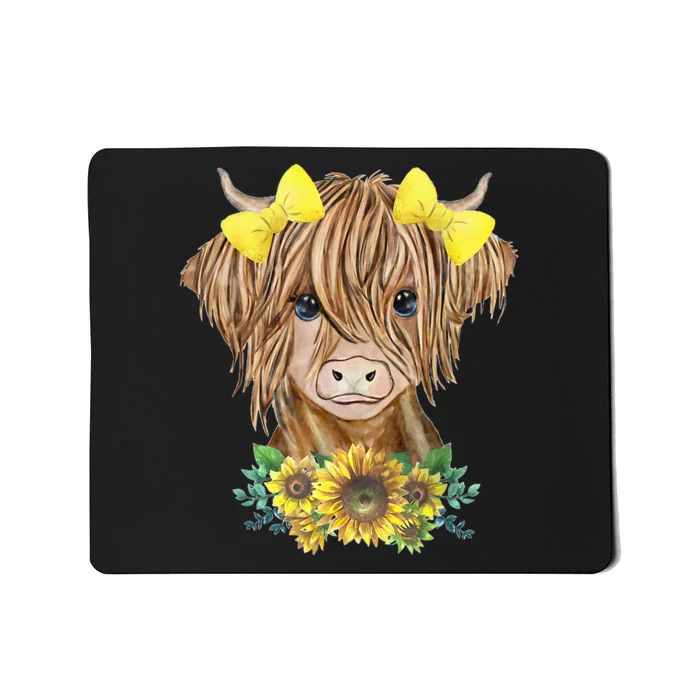 Highland Cow With Sunflowers Mousepad