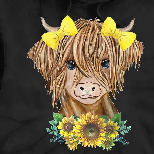 Highland Cow With Sunflowers Tie Dye Hoodie