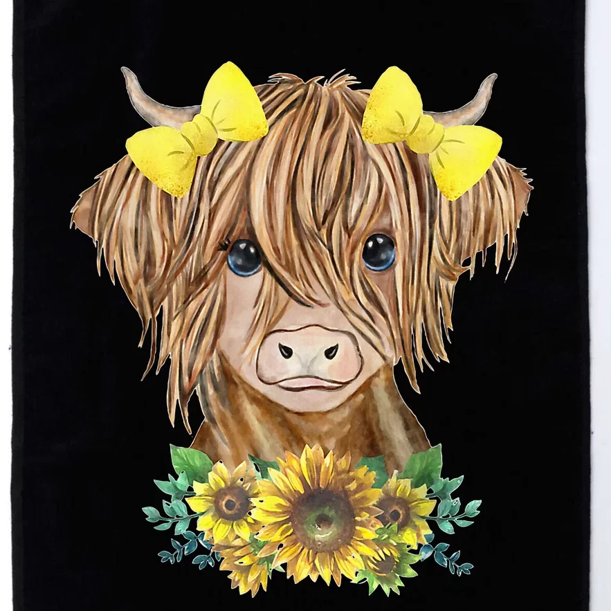 Highland Cow With Sunflowers Platinum Collection Golf Towel