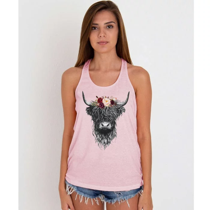 Highland Cow Western Country Women's Knotted Racerback Tank