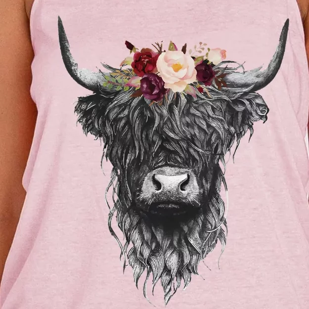 Highland Cow Western Country Women's Knotted Racerback Tank