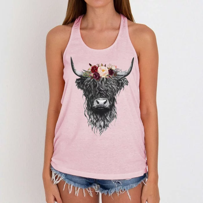 Highland Cow Western Country Women's Knotted Racerback Tank