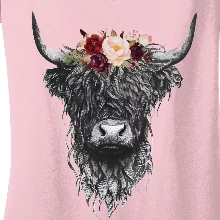 Highland Cow Western Country Women's V-Neck T-Shirt