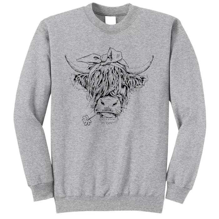 Highland Cow Western Girls Bandana Highlander Cow Print Tall Sweatshirt