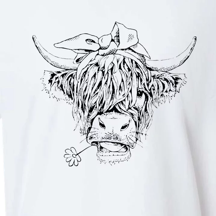 Highland Cow Western Girls Bandana Highlander Cow Print Sueded Cloud Jersey T-Shirt