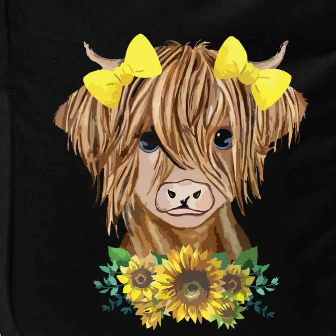 Highland Cow With Sunflowers Impact Tech Backpack