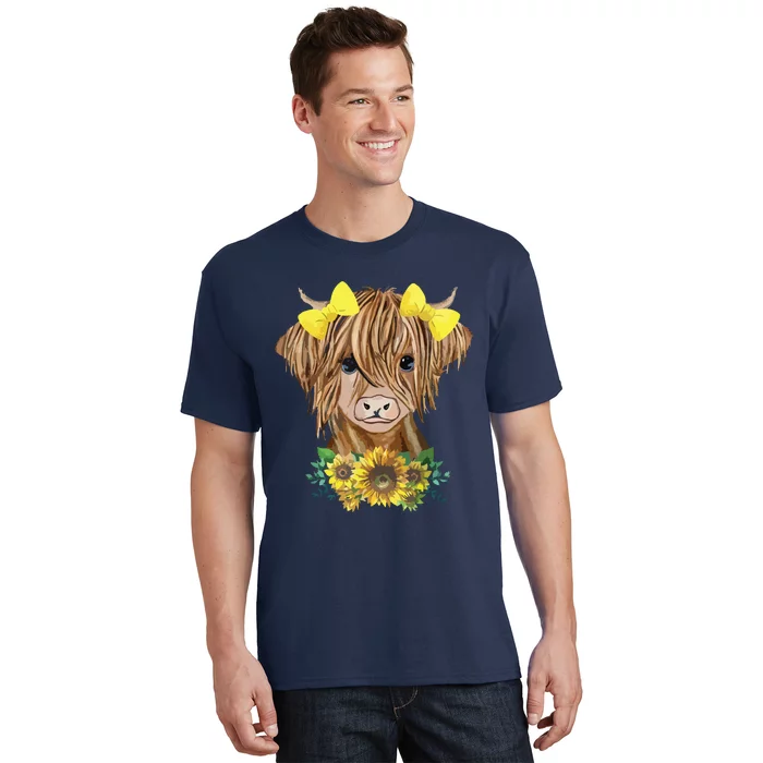 Highland Cow With Sunflowers T-Shirt