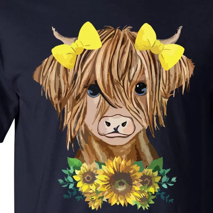 Highland Cow With Sunflowers Tall T-Shirt