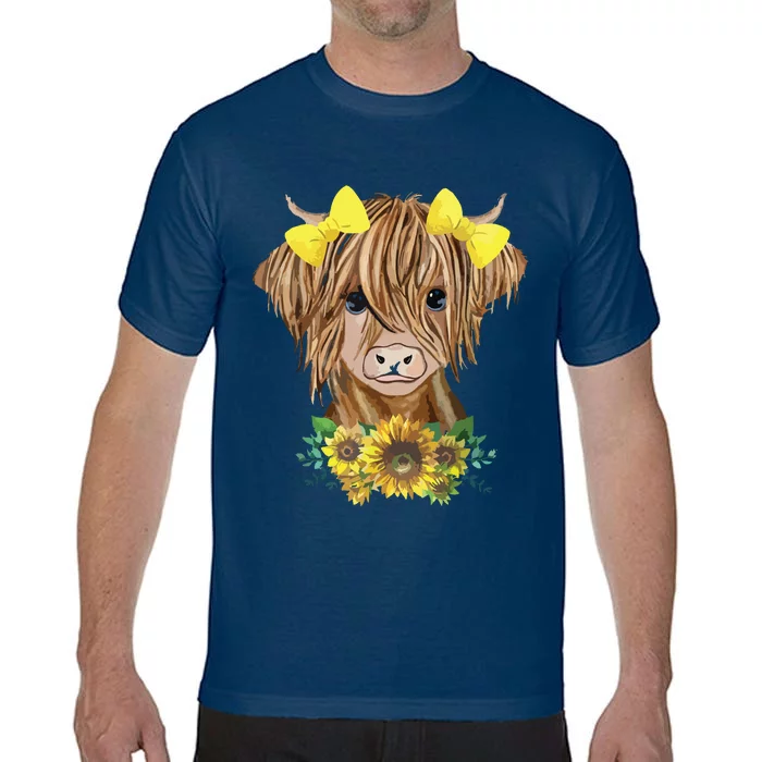 Highland Cow With Sunflowers Comfort Colors T-Shirt