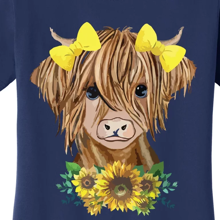 Highland Cow With Sunflowers Women's T-Shirt