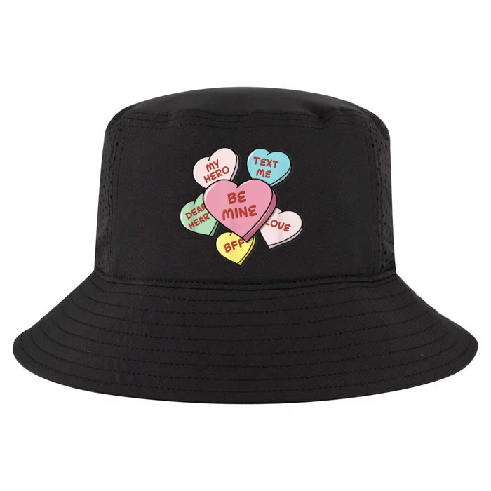 Heart Candies With Sweetie Messages Pastels Valentine's Day Cool Comfort Performance Bucket Hat