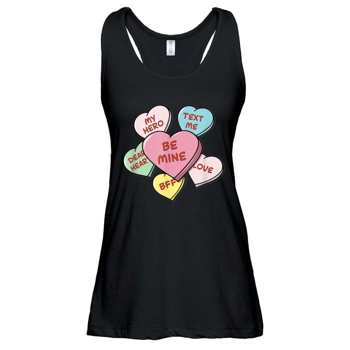 Heart Candies With Sweetie Messages Pastels Valentine's Day Ladies Essential Flowy Tank