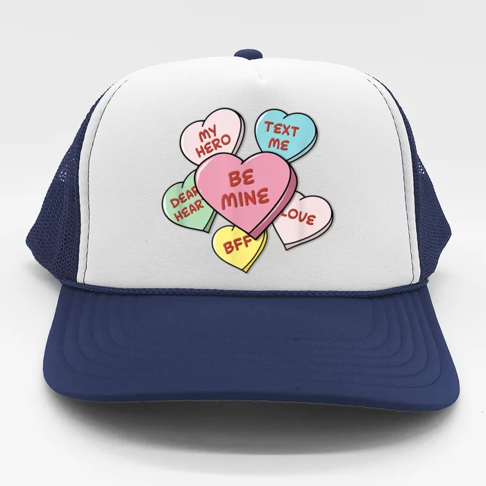 Heart Candies With Sweetie Messages Pastels Valentine's Day Trucker Hat