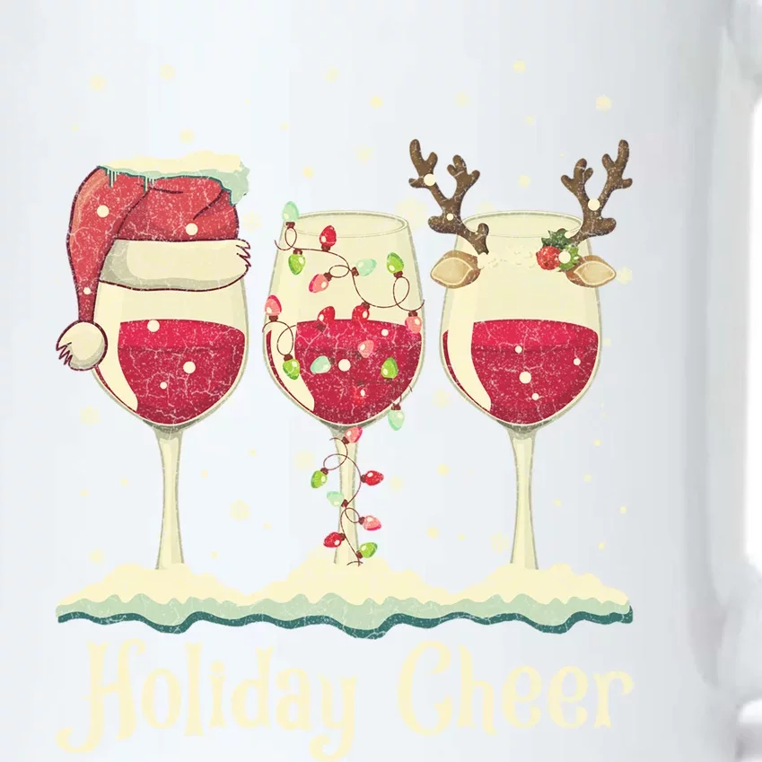 Holiday Cheer Wine Santa Hat Christmas Gift Black Color Changing Mug