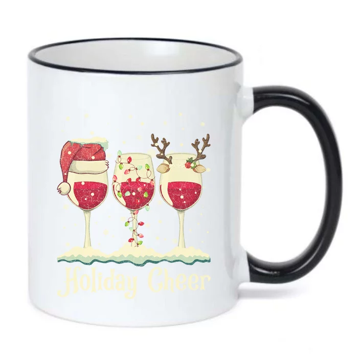 Holiday Cheer Wine Santa Hat Christmas Gift Black Color Changing Mug