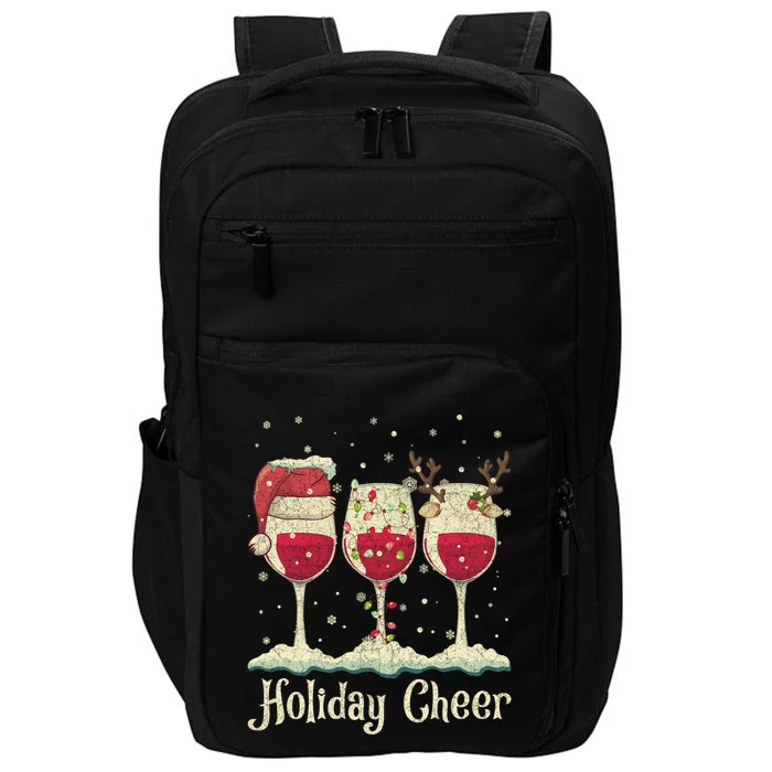 Holiday Cheer Wine Santa Hat Christmas Gift Impact Tech Backpack