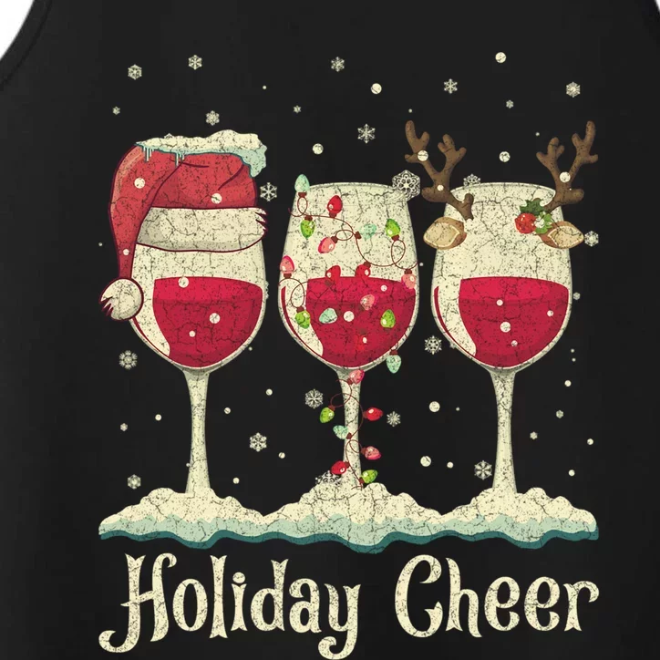 Holiday Cheer Wine Santa Hat Christmas Gift Performance Tank