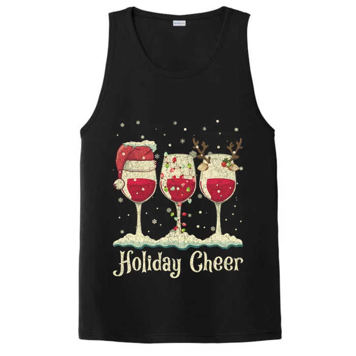 Holiday Cheer Wine Santa Hat Christmas Gift Performance Tank