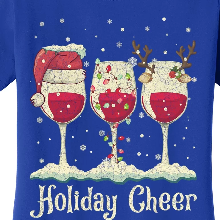 Holiday Cheer Wine Santa Hat Christmas Gift Women's T-Shirt