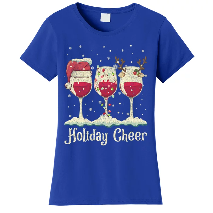 Holiday Cheer Wine Santa Hat Christmas Gift Women's T-Shirt