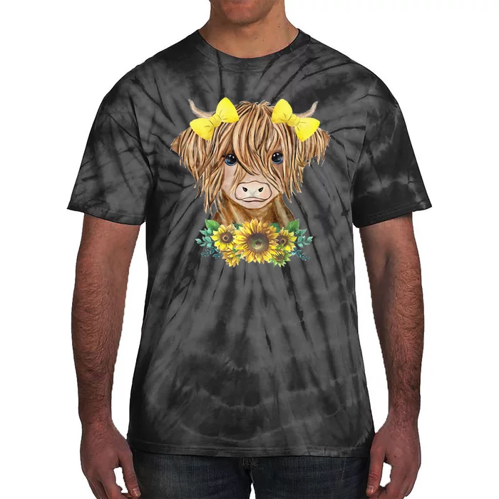 Highland Cow With Sunflowers Tie-Dye T-Shirt