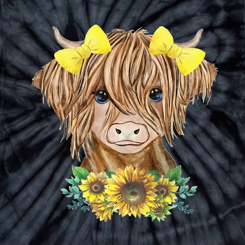 Highland Cow With Sunflowers Tie-Dye T-Shirt