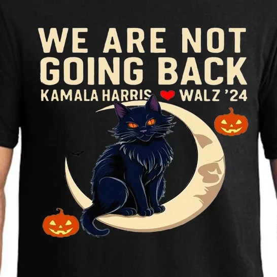 Halloween Cat We Are Not Going Back Kamala Harris Waltz 24 Pajama Set