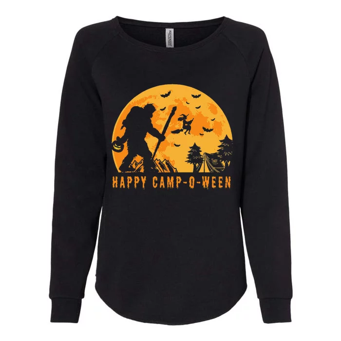 Happy CampOWeen Witch Camping Halloween Bigfoot Camper Womens California Wash Sweatshirt