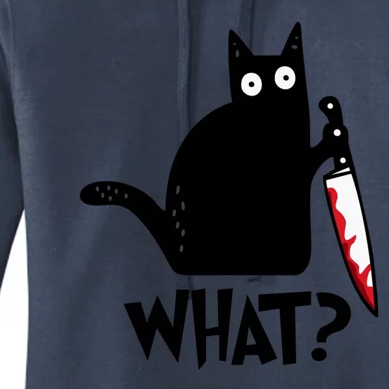 Halloween Cat What Funny Murderous Black Cat With Knife Women's Pullover Hoodie