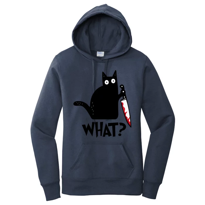 Halloween Cat What Funny Murderous Black Cat With Knife Women's Pullover Hoodie