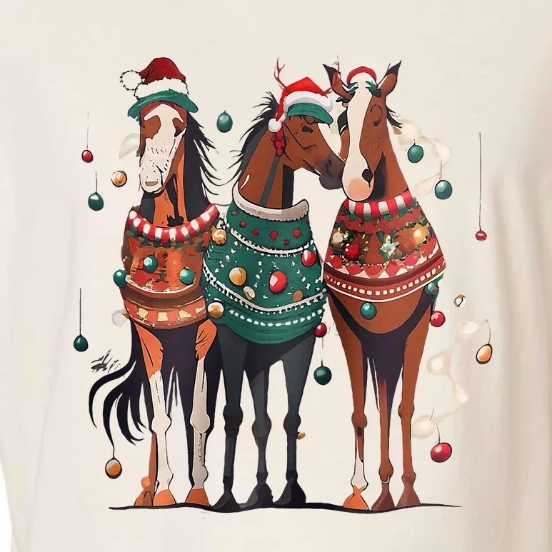 Horse Christmas Xmas Horseback Riding Farm Garment-Dyed Women's Muscle Tee