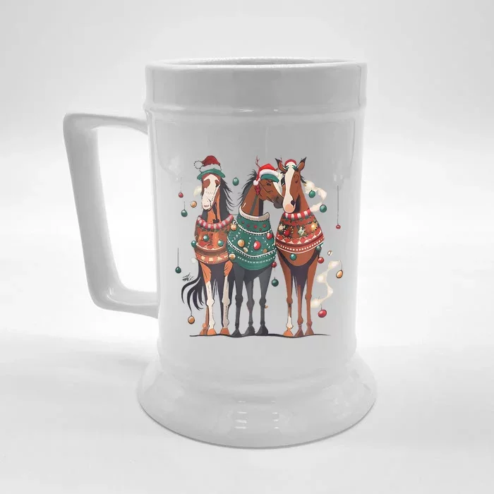 Horse Christmas Xmas Horseback Riding Farm Front & Back Beer Stein