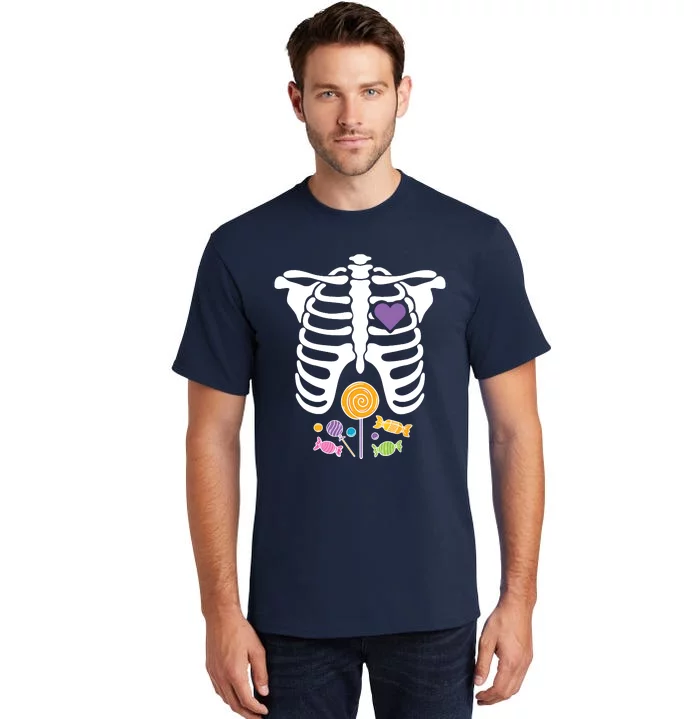 Halloween Candy Xray Skeleton Costume For Kids Boy Tall T-Shirt