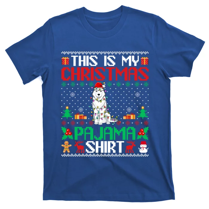 Husky Christmas Xmas Pajama Gift Santa Hat Husky Gift T-Shirt