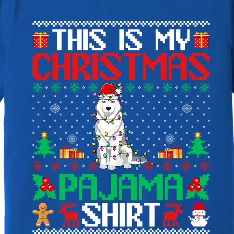 Husky Christmas Xmas Pajama Gift Santa Hat Husky Gift Premium T-Shirt