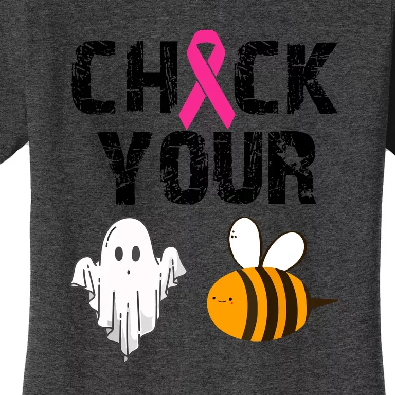 Halloween Check Your Boo Bees Funny Breast Cancer Gift Women's T-Shirt