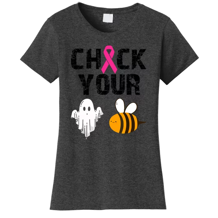 Halloween Check Your Boo Bees Funny Breast Cancer Gift Women's T-Shirt