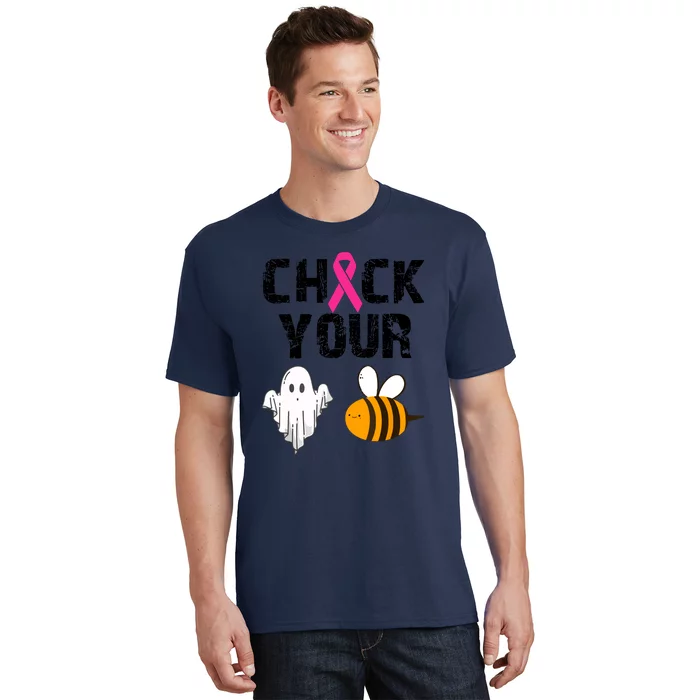 Halloween Check Your Boo Bees Funny Breast Cancer Gift T-Shirt