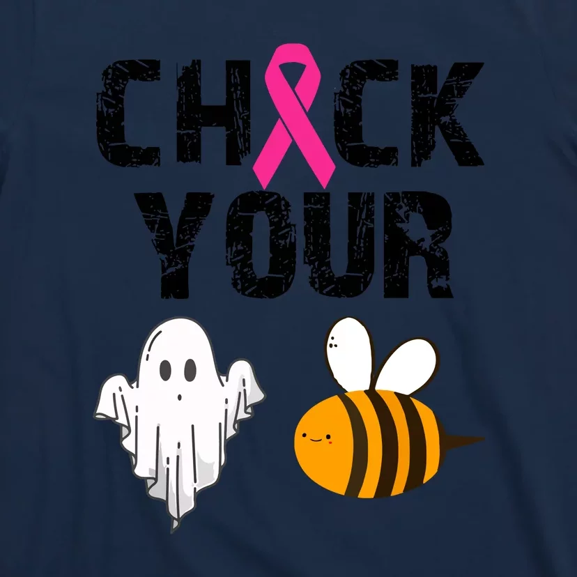 Halloween Check Your Boo Bees Funny Breast Cancer Gift T-Shirt