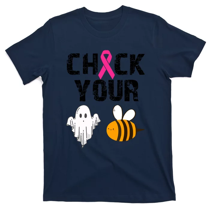 Halloween Check Your Boo Bees Funny Breast Cancer Gift T-Shirt