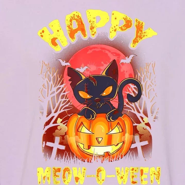 Halloween Cat Zombie Jack O Lantern Happy MeowOWeen Kitten Garment-Dyed Sweatshirt