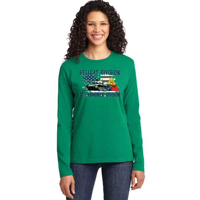 Hellcat Division 12th Armored Division Ladies Long Sleeve Shirt