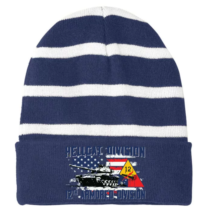 Hellcat Division 12th Armored Division Striped Beanie with Solid Band