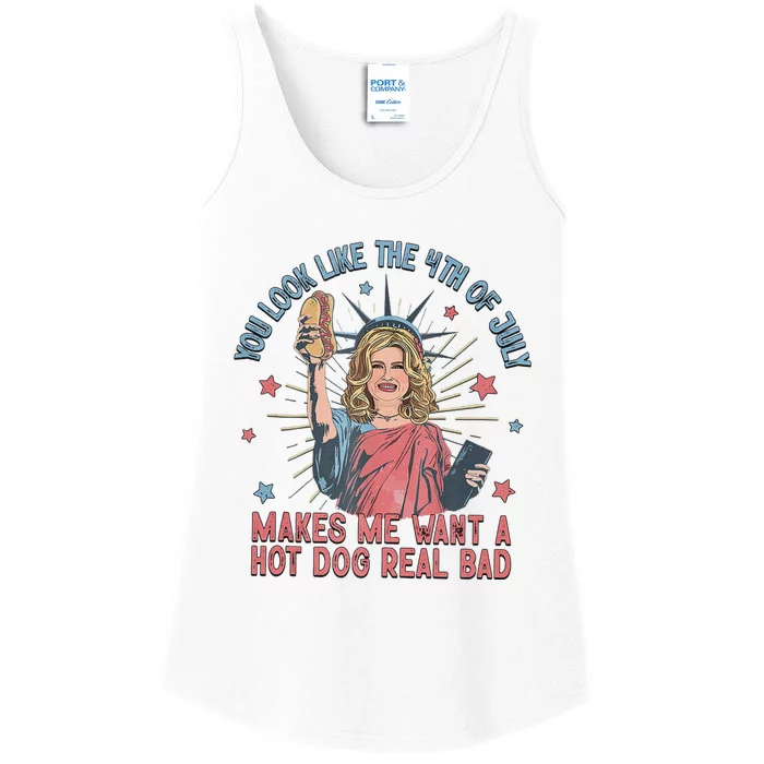 Hot Dog 4th Of July Funny Tank Top Ladies Essential Tank