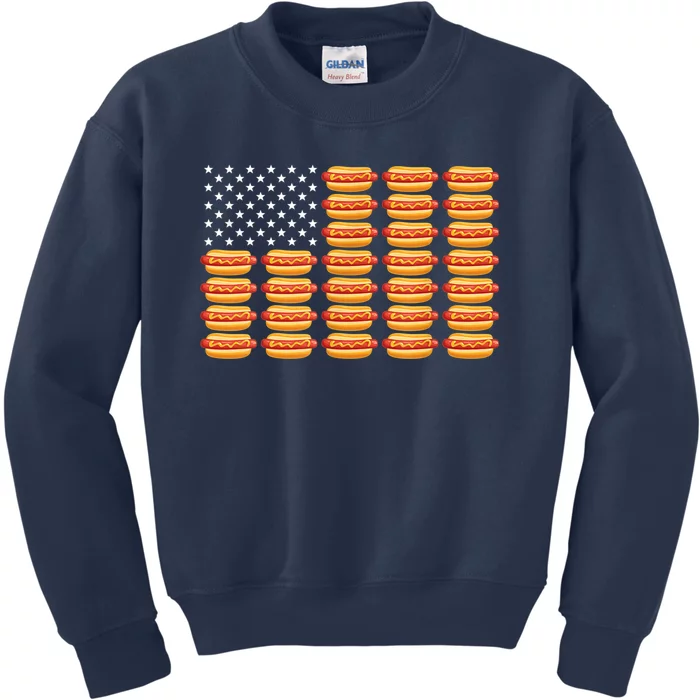 Hot Dog American Flag July 4th Patriotic Summer BBQ Funny Kids Sweatshirt