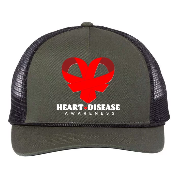 Heart Disease Awareness Red Heart Ribbons Retro Rope Trucker Hat Cap