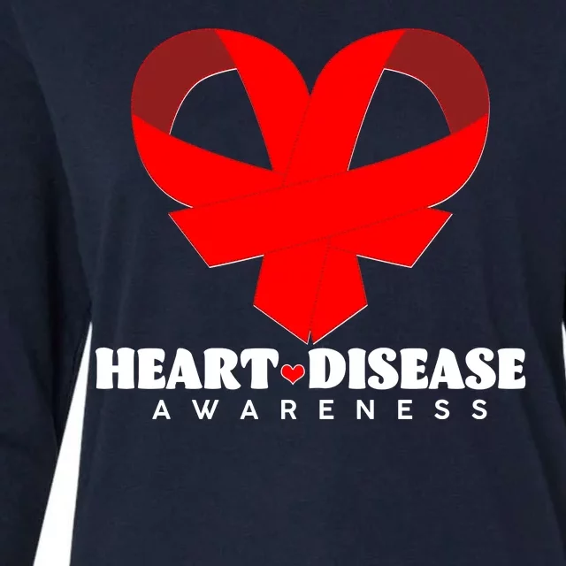 Heart Disease Awareness Red Heart Ribbons Womens Cotton Relaxed Long Sleeve T-Shirt