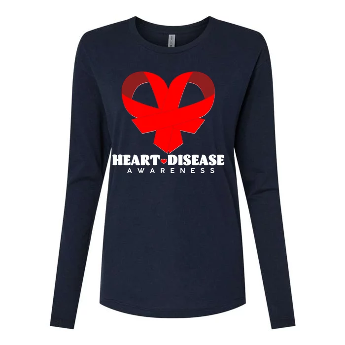 Heart Disease Awareness Red Heart Ribbons Womens Cotton Relaxed Long Sleeve T-Shirt